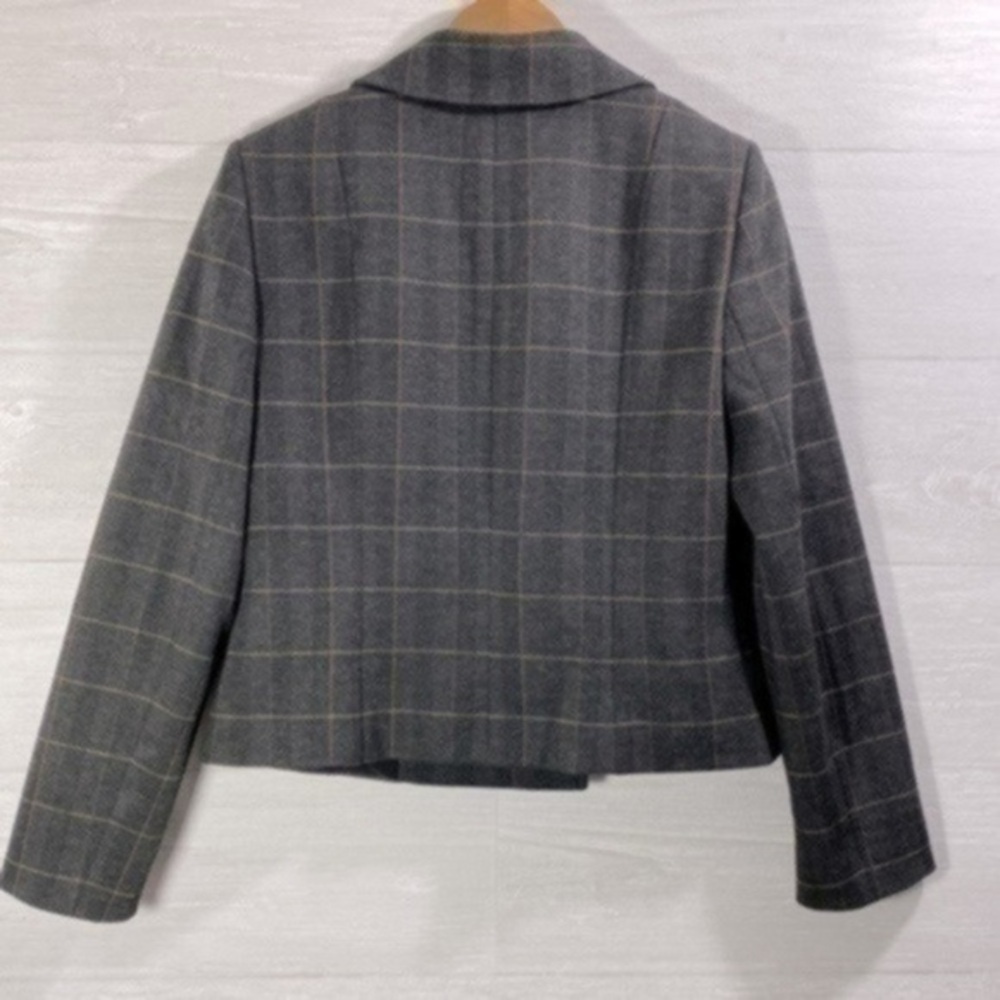 TAHARI Womens Black Pocketed Zippered Plaid Motorcycle Jacket Size 10 - Picture 10 of 13
